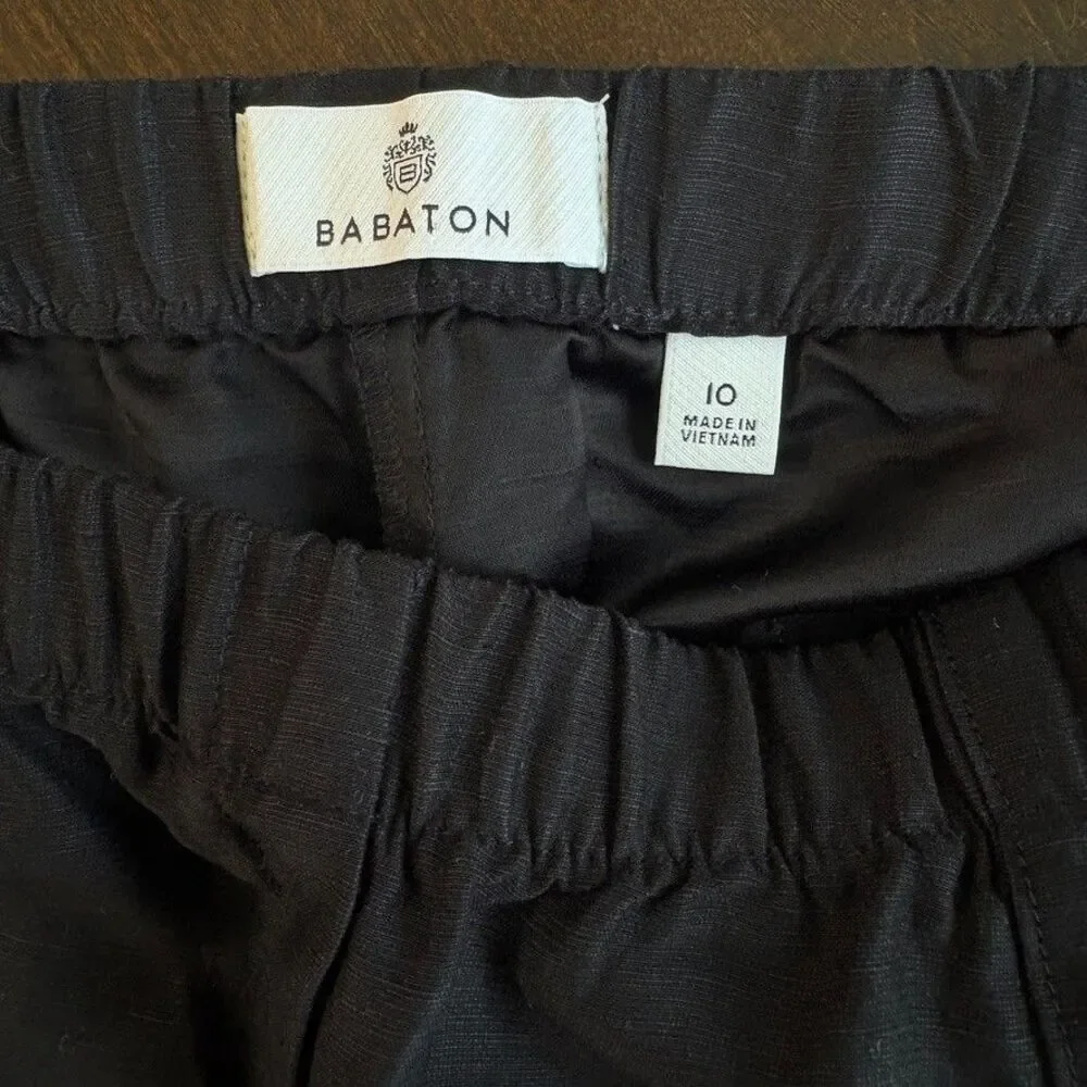 Aritzia Babaton Pants Titan Cargo Linen Blend Pull On Sz 10 Minimalist Utility